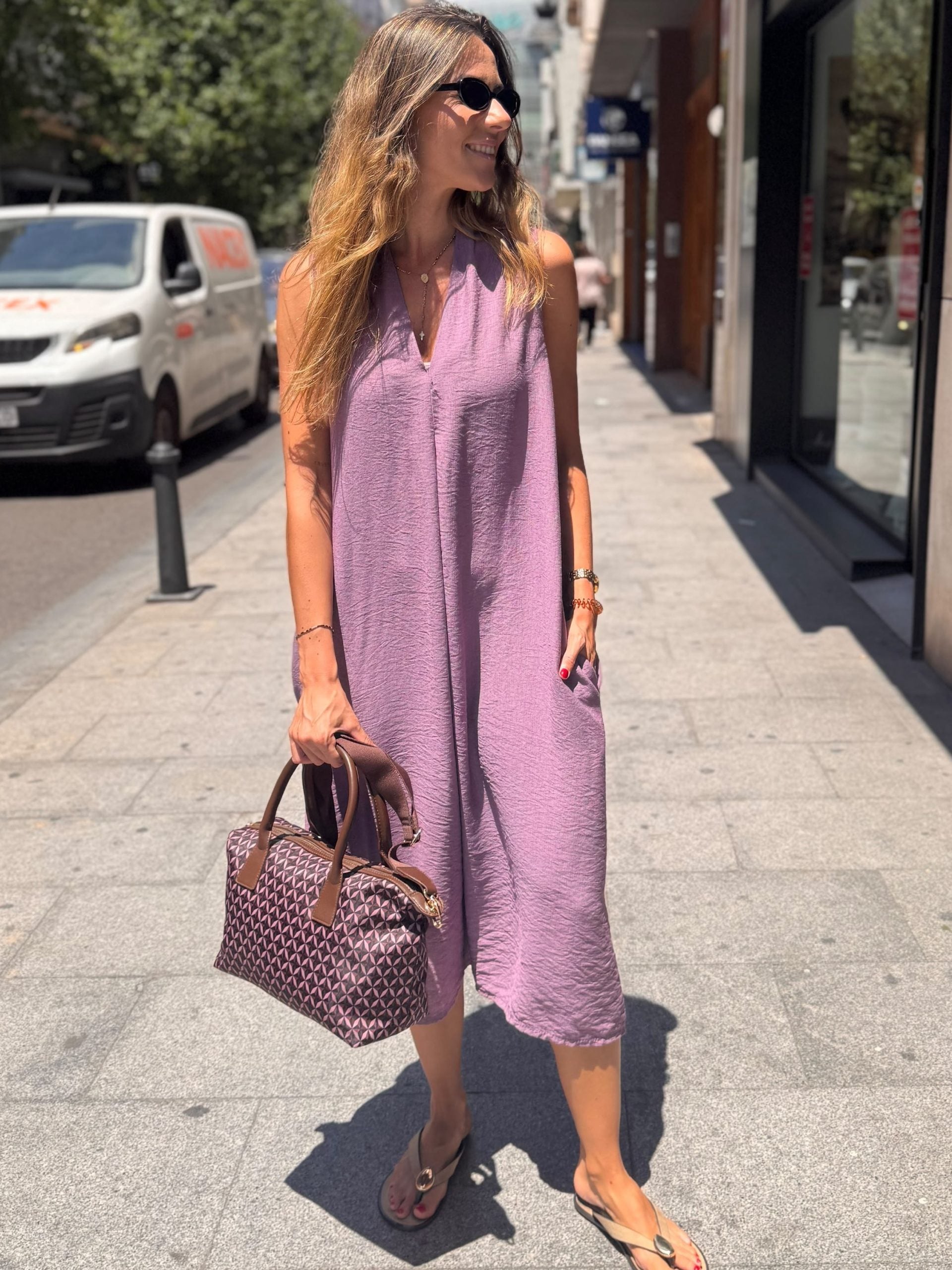 VESTIDO MIDI PICO FRUNCE