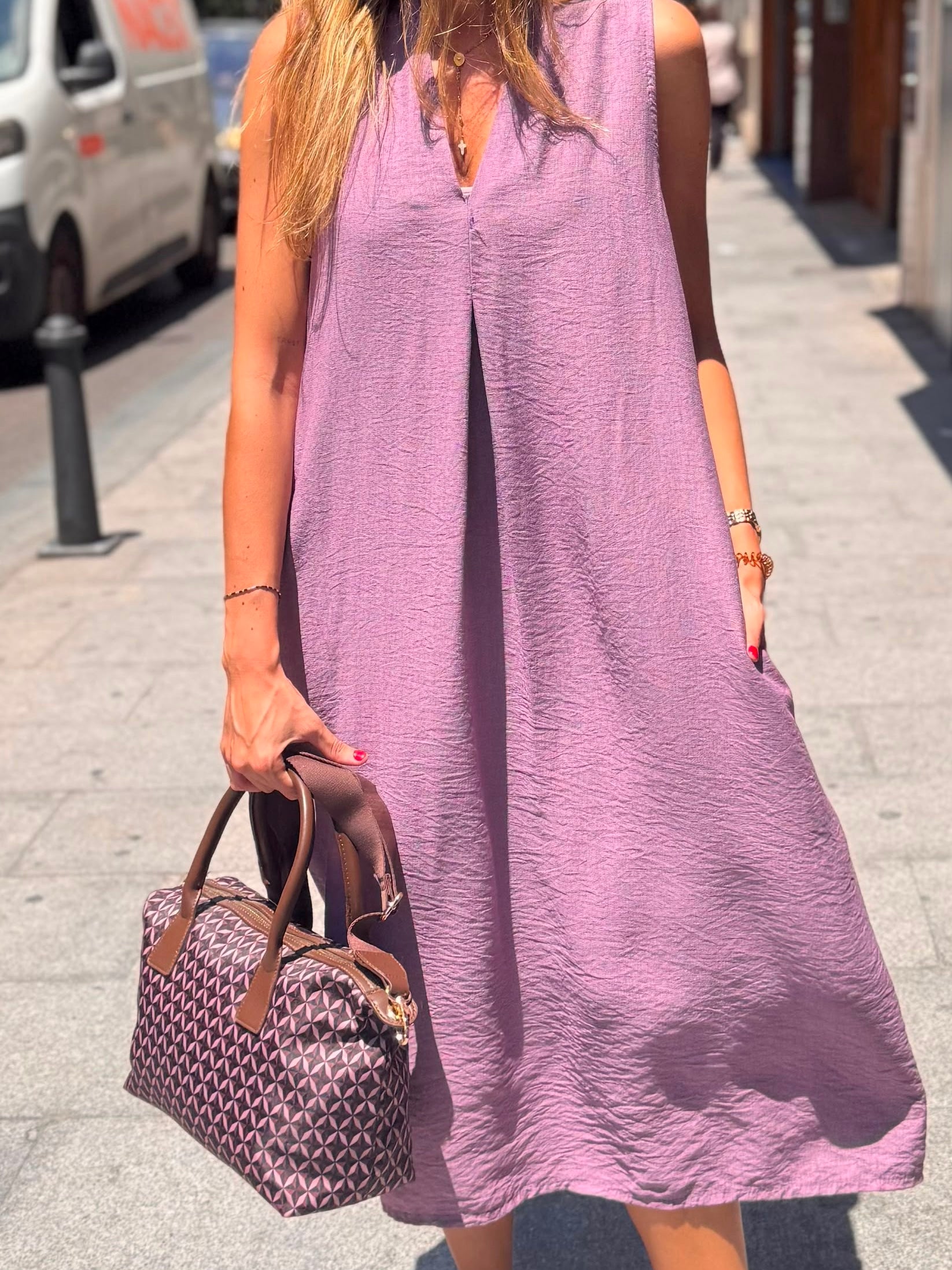 VESTIDO MIDI PICO FRUNCE