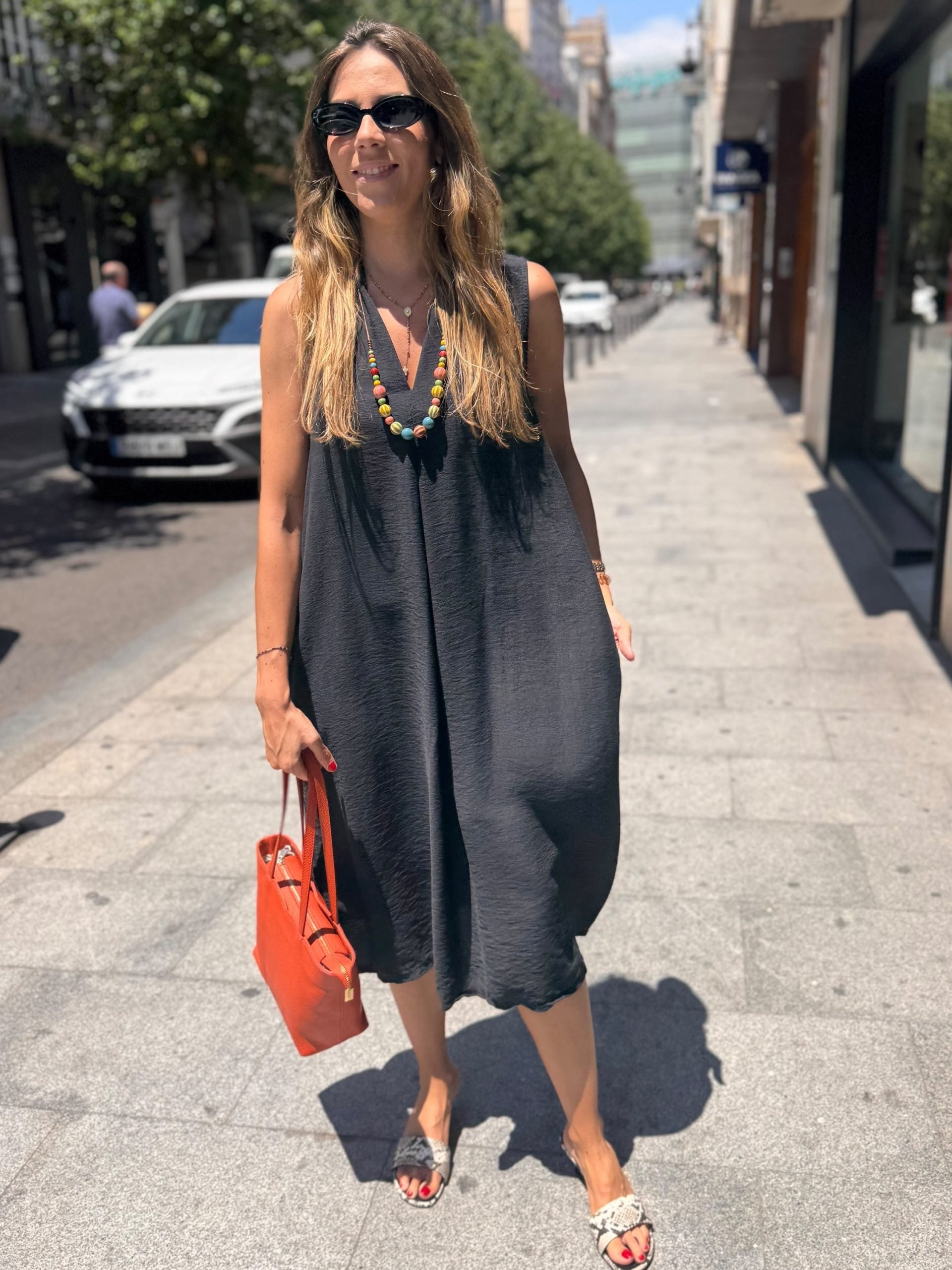 VESTIDO MIDI PICO FRUNCE
