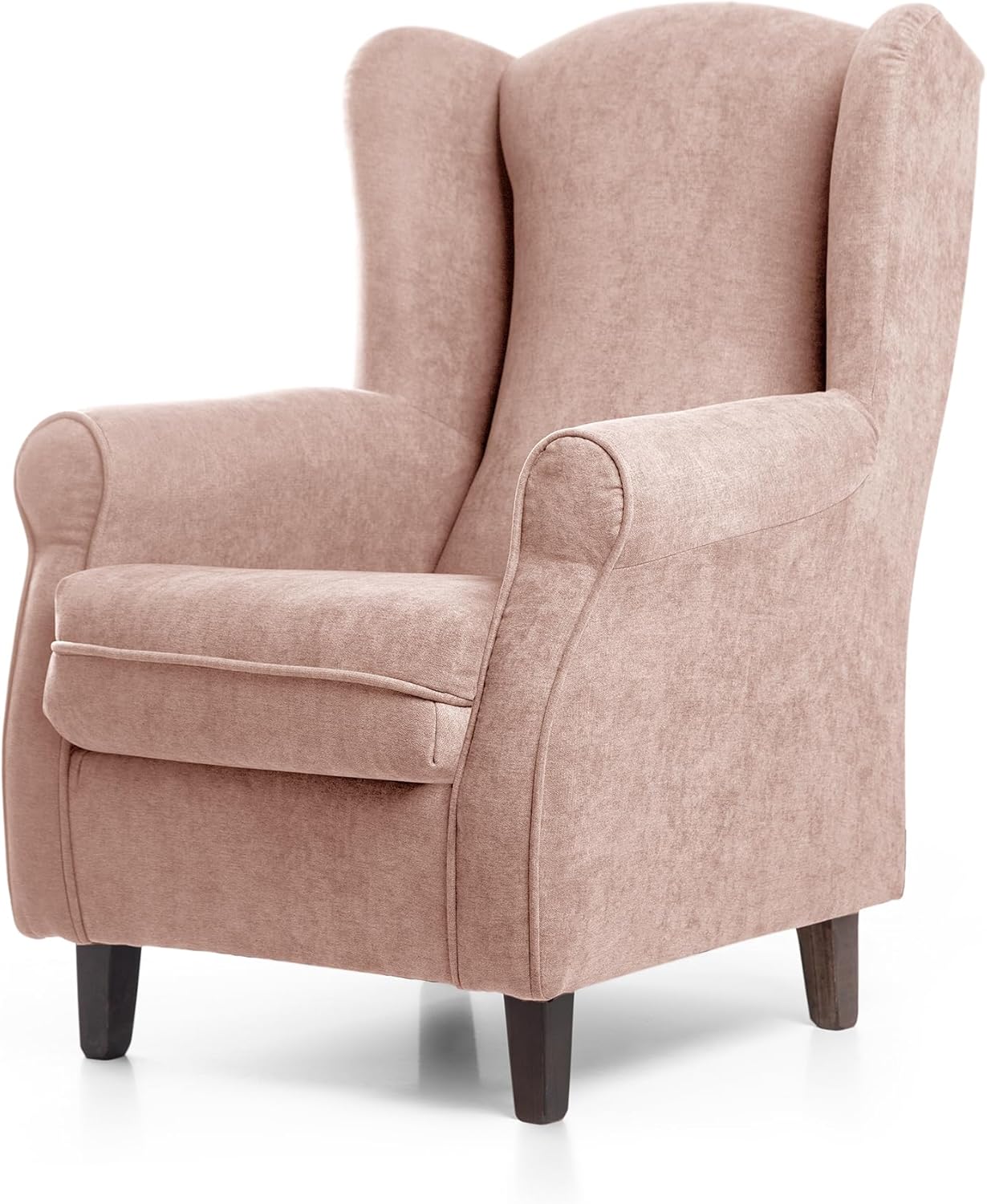 SUENOSZZZ-ESPECIALISTAS DEL DESCANSO SUEÑOS ZZZ - Sillón Irene, sillón orejero de Lactancia tapizado en Tela Anti Manchas Color Marrón, sillón butaca para Dormitorio, salón o habitación de bebé