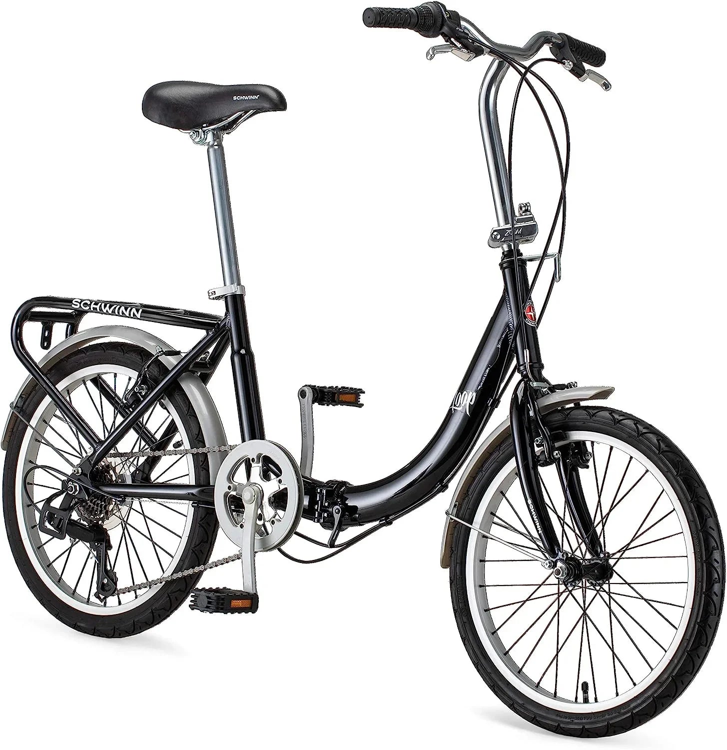 Bicicleta plegable Schwinn Loop para adultos, ruedas de 20 pulgadas, transmisión de 7 velocidades