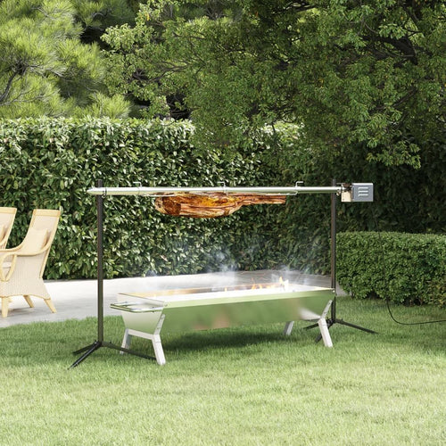 Bandeja Para Barbacoa Acero Inoxidable Plateado 118x42x30,5 Cm Vidaxl