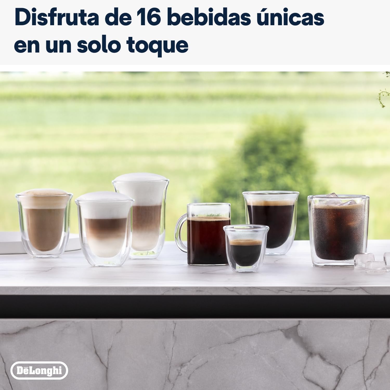 De'Longhi Rivelia EXAM440.55.G, Cafetera Superautomática con LatteCrema Hot, Espumador de Leche Automático, Tamaño Compacto, 16 Recetas, Pantalla Táctil a Color, Gris